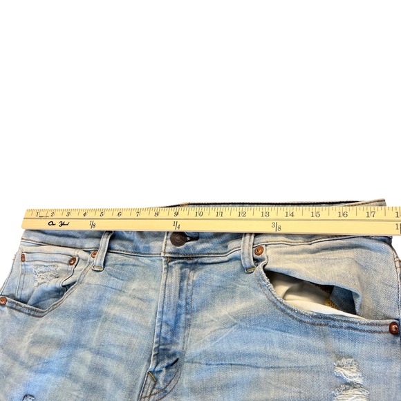 American Eagle Distressed Stretch Jeans Mens 36x32 Light Wash Ripped AirFlex - Picture 5 of 11